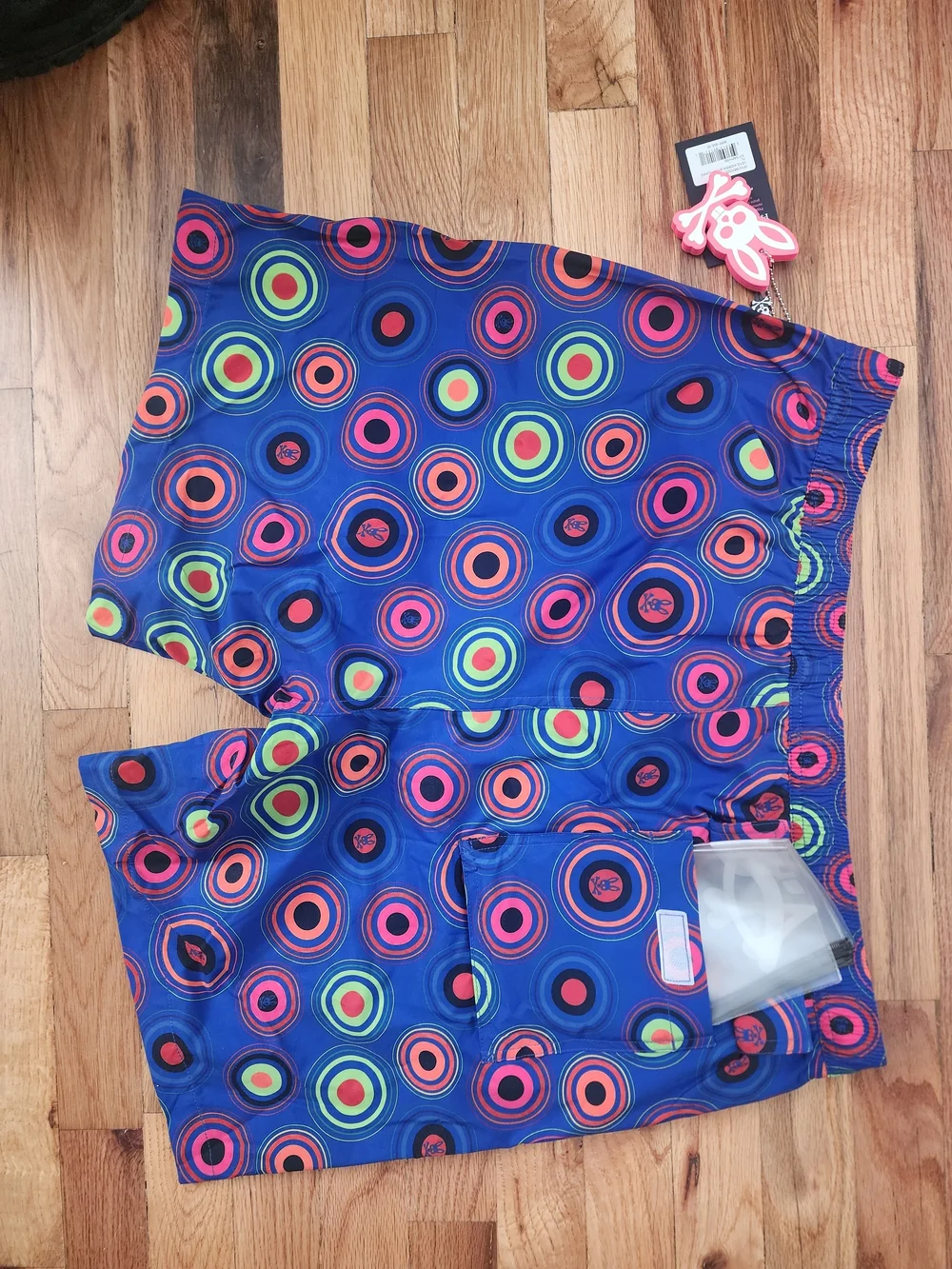 Psycho Bunny Blue Multicolor Target Print Swim Trunks